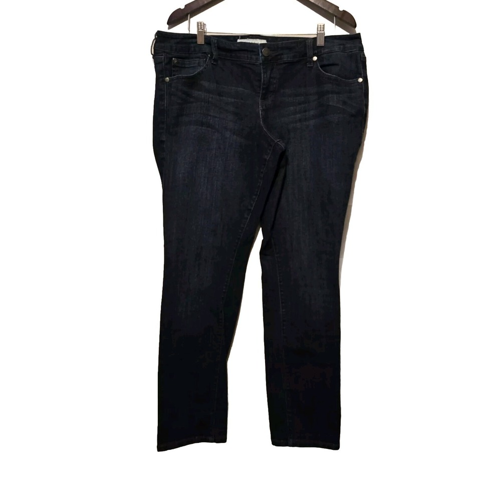 Torrid Jeans Women Sz 16R Boyfriend Straight Dark Wash Pockets Stretchy Comfort